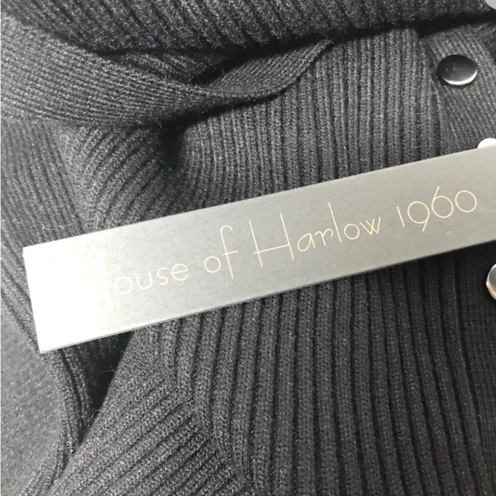 House of Harlow 1960 Dress Womens S Black Henley Knit Whimsigoth Bodycon New - Picture 7 of 9